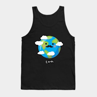 Cute Kawaai Earth Parody with Moustache Tank Top